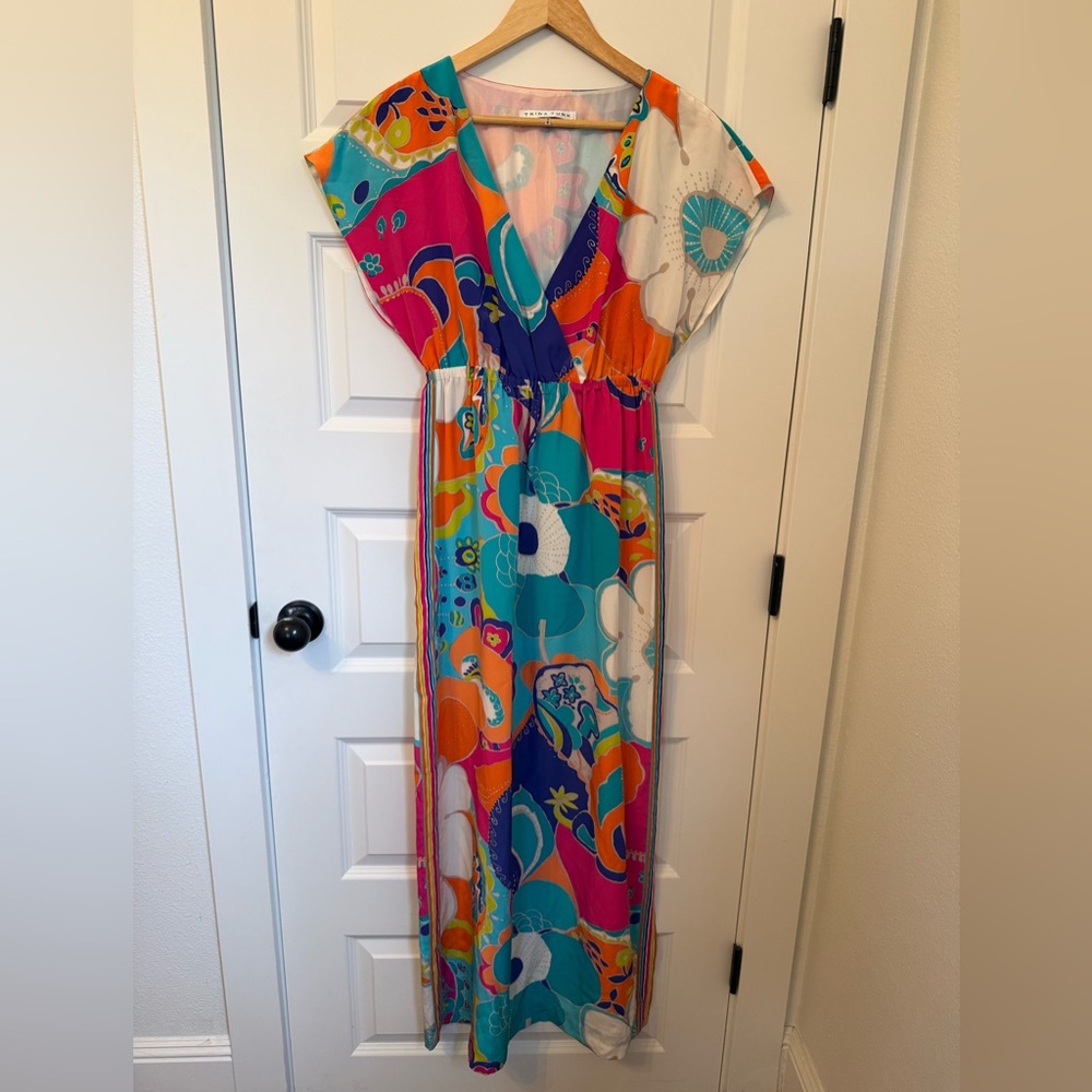 Trina Turk Silk Amrita Sea Cove Maxi Dress